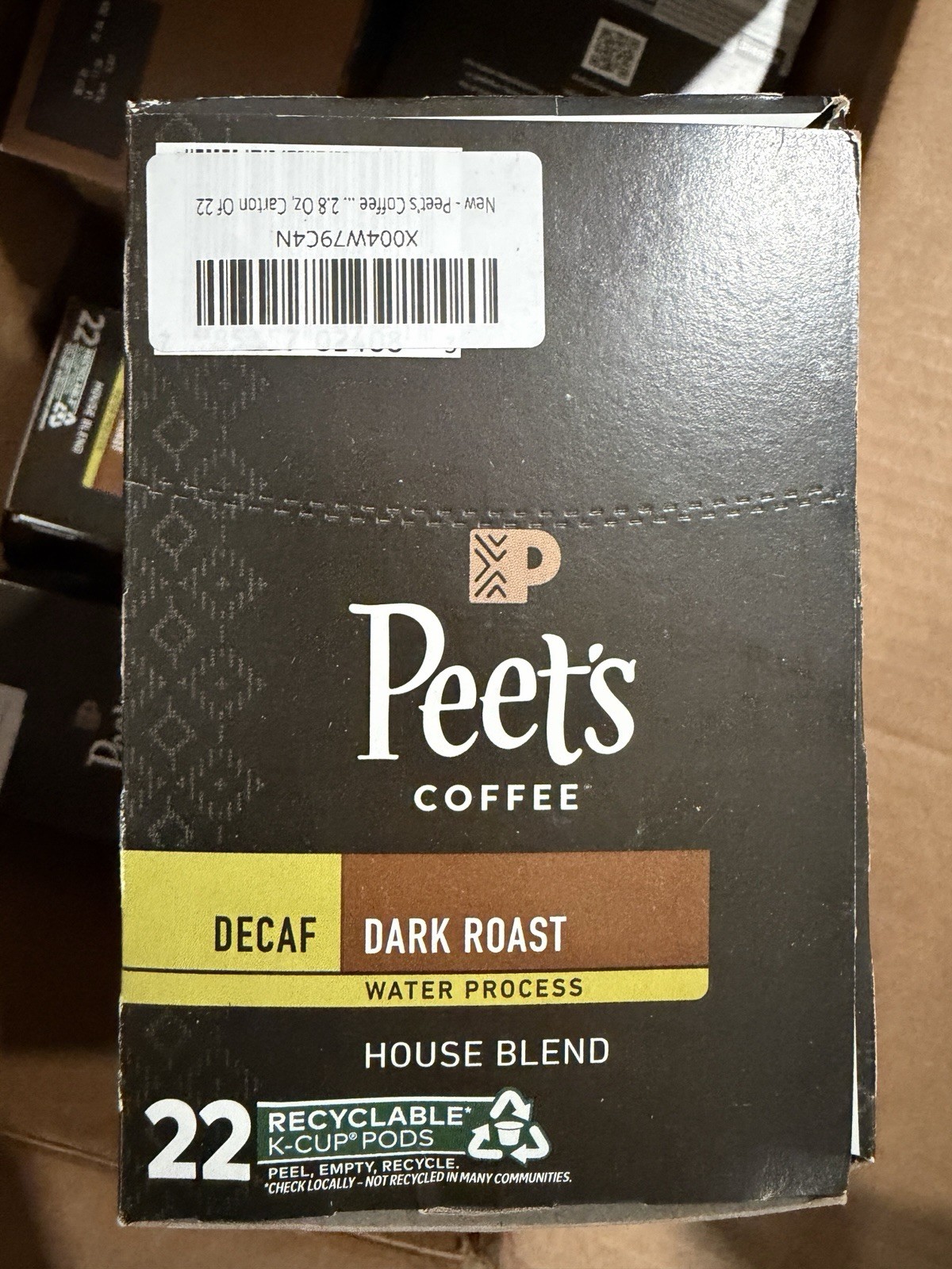 Peet’s Decaf House Dark Roast Coffee, Keurig K-Cup Pods, 22 Count
