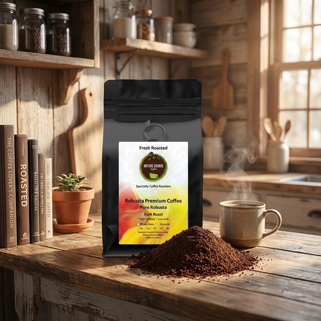 Robusta Premium Coffee | Pure Robusta | Dark Roast | High Caffeine | Low Acid |