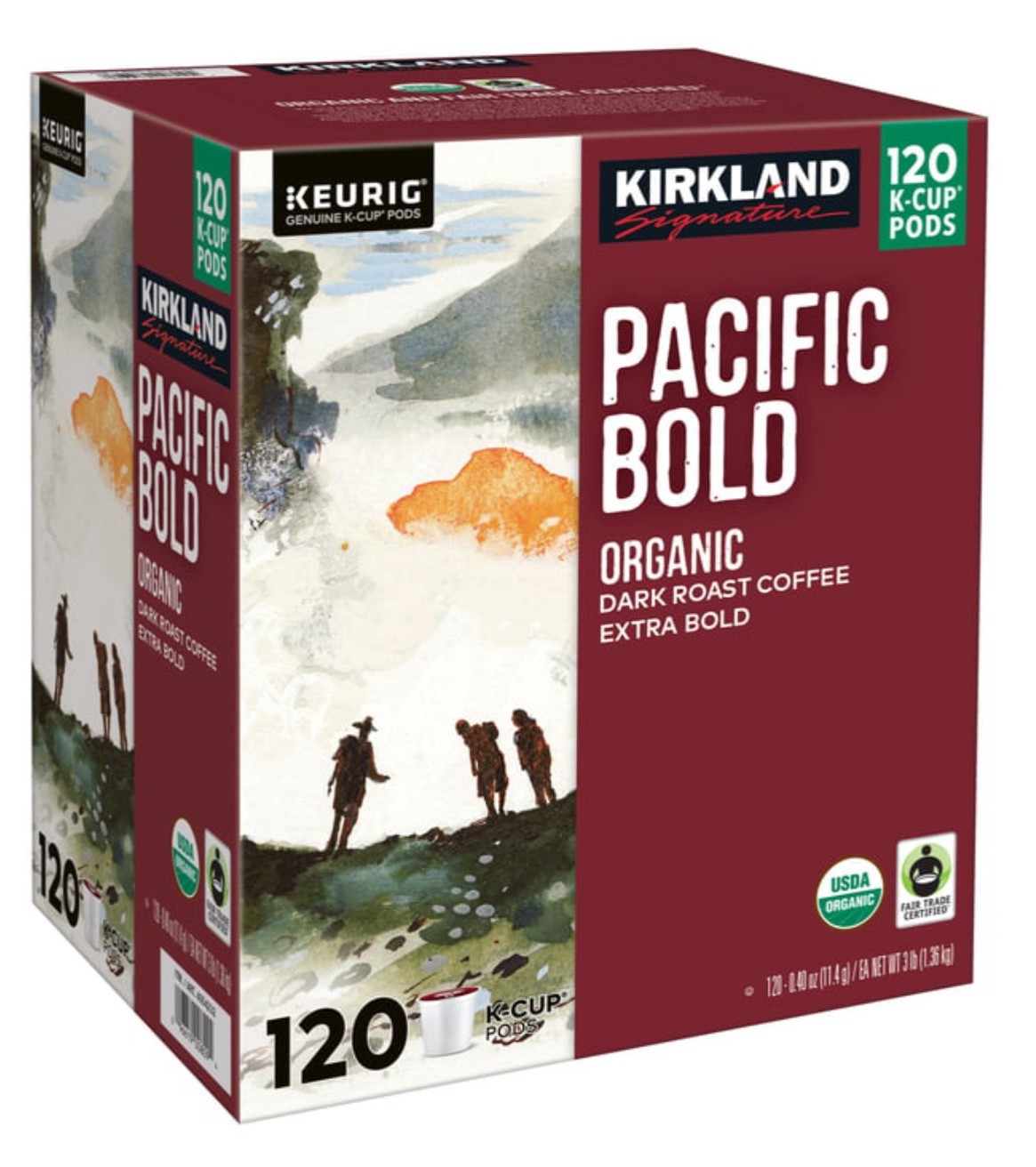 Kirkland Signature Organic Pacific Bold K‑Cup Pods 120ct Dark Roast Coffee New