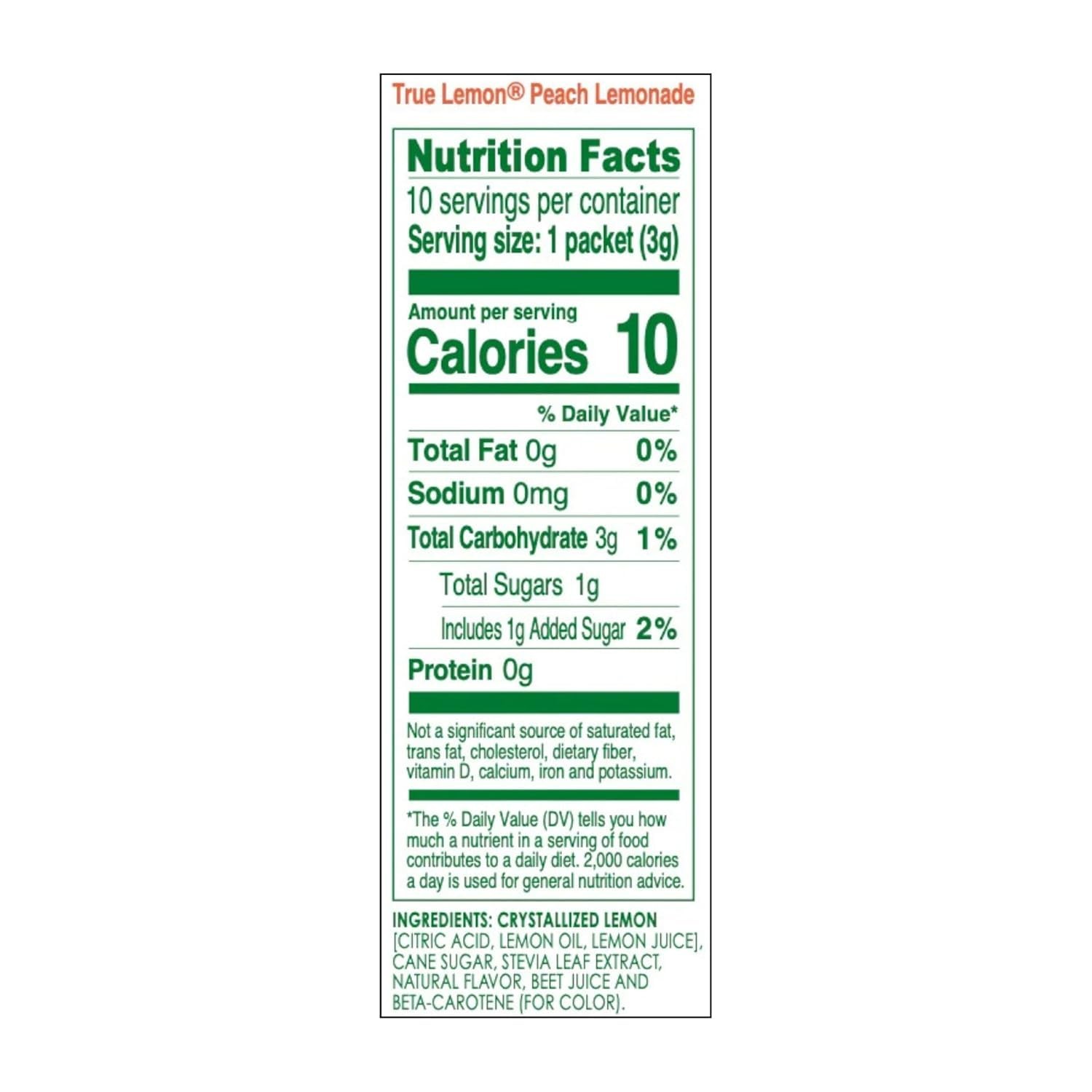 True Lemon Peach Lemonade 10ct (Pack of 1) – Drink Mix – 10 Count