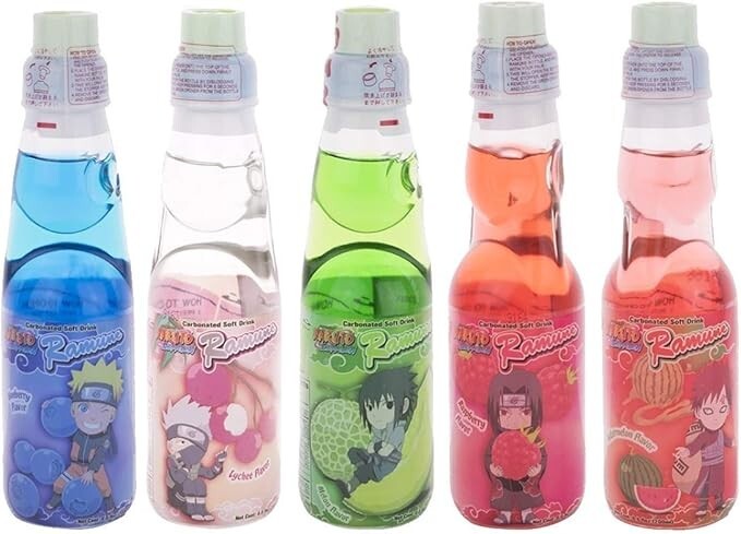 5 NEW Limited Edition Naruto Ramune Bottle Set Japan Soda Flavors Japanese Drink