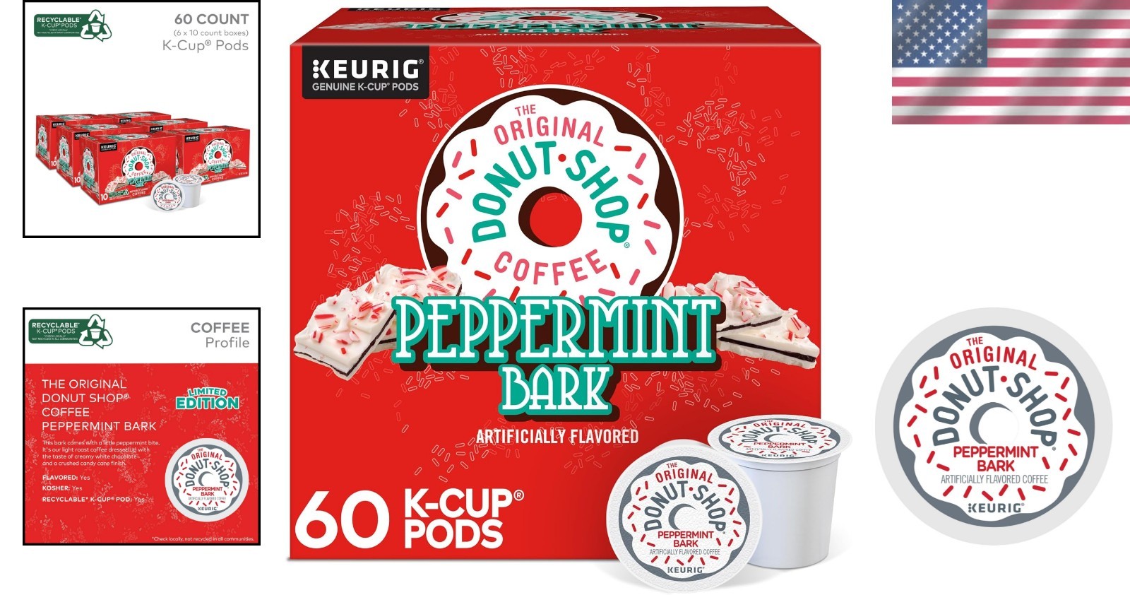60 Peppermint Bark K-Cups – Indulge in Delightful Light Roast Coffee Anytime!