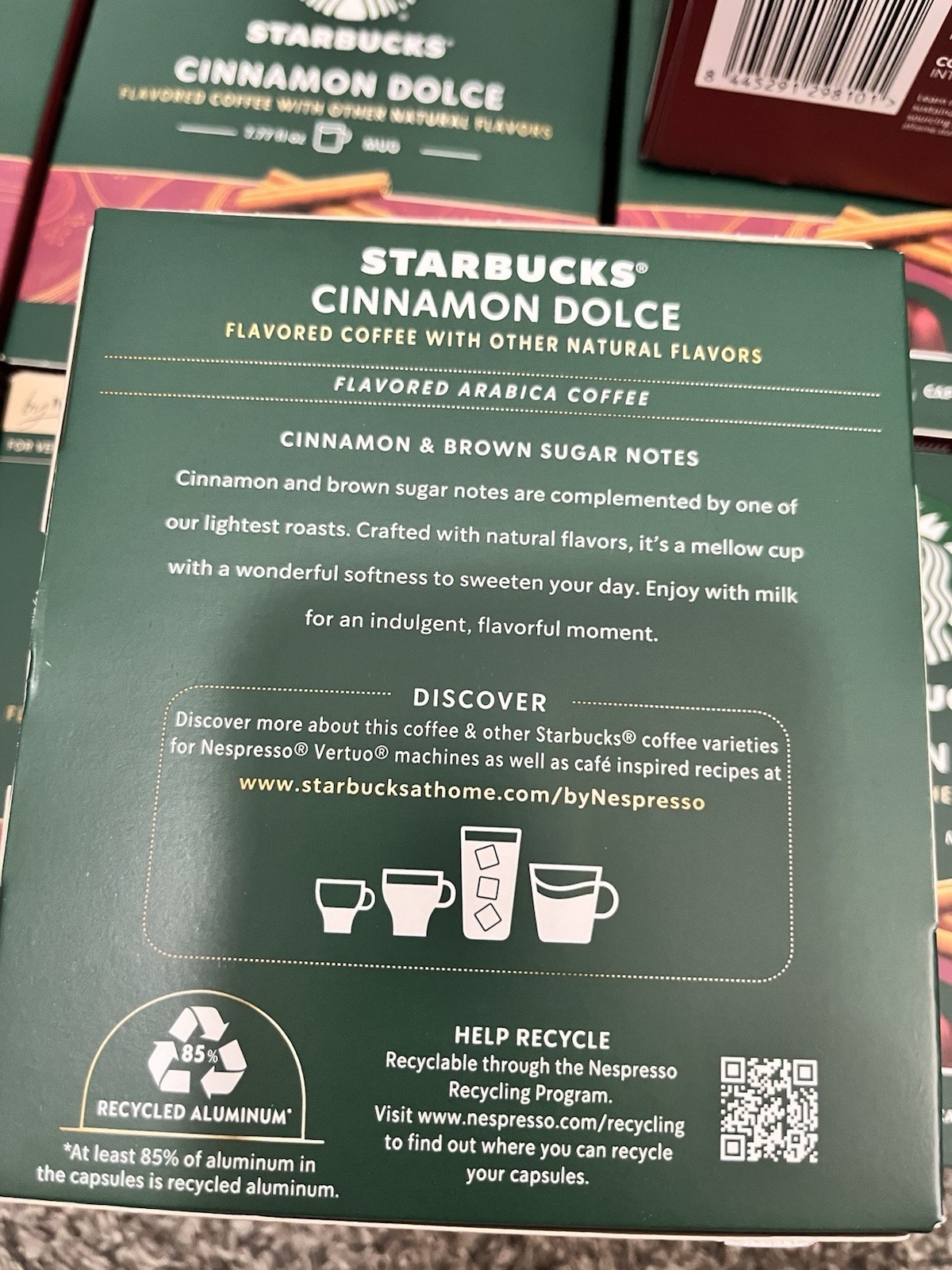 64 ct Nespresso Pods Starbucks Cinnamon Dolce Roast Coffee Vertuo Capsules LOT