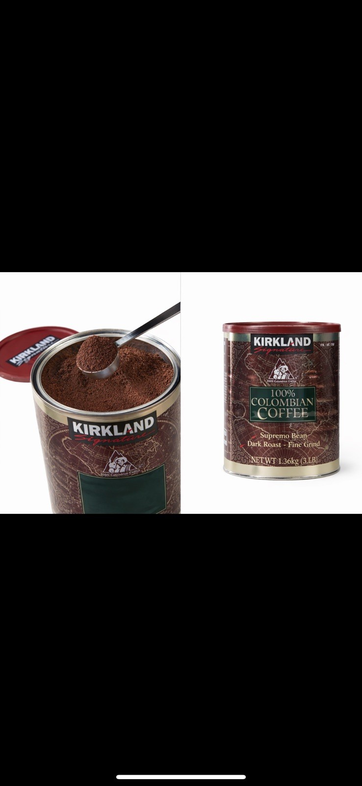 Kirkland Signature Colombian Coffee Dark Roast Ground 3lb 48oz Large Can Sealed