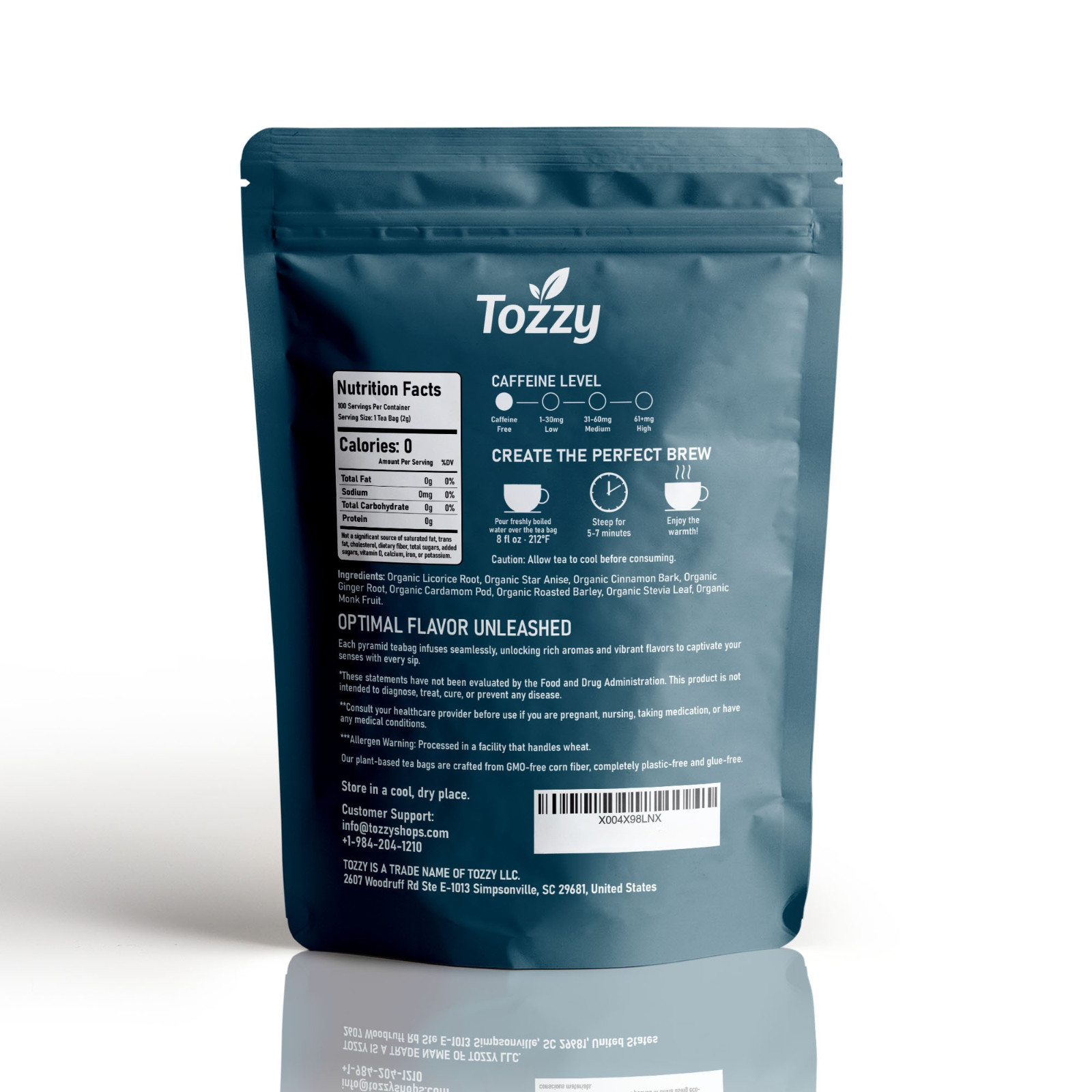 Organic Stress Relief Tea-Calming Relaxing Tea- 100 Plant-Based Pyramid Tea Bags