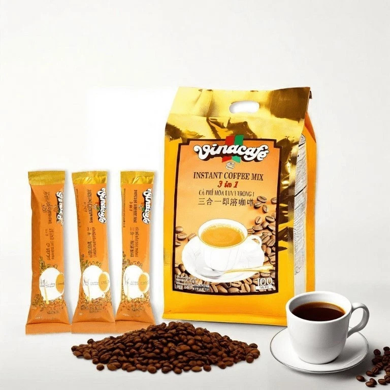 Vinacafe Instant Coffee Mix 3 in 1 – 100 sticks 63.5 oz Naturally Caffeinated ..