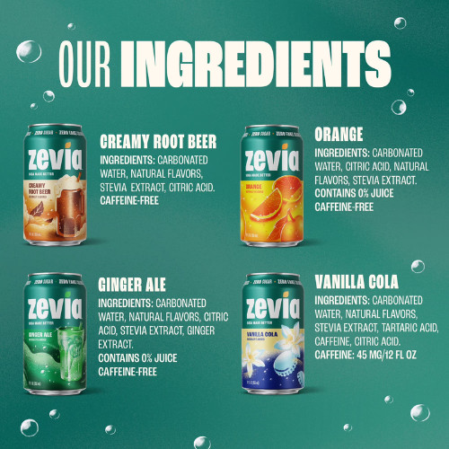 Zevia Zero Sugar Variety Soda, 0 Calories, 12 fl oz Cans (8-Pack)…