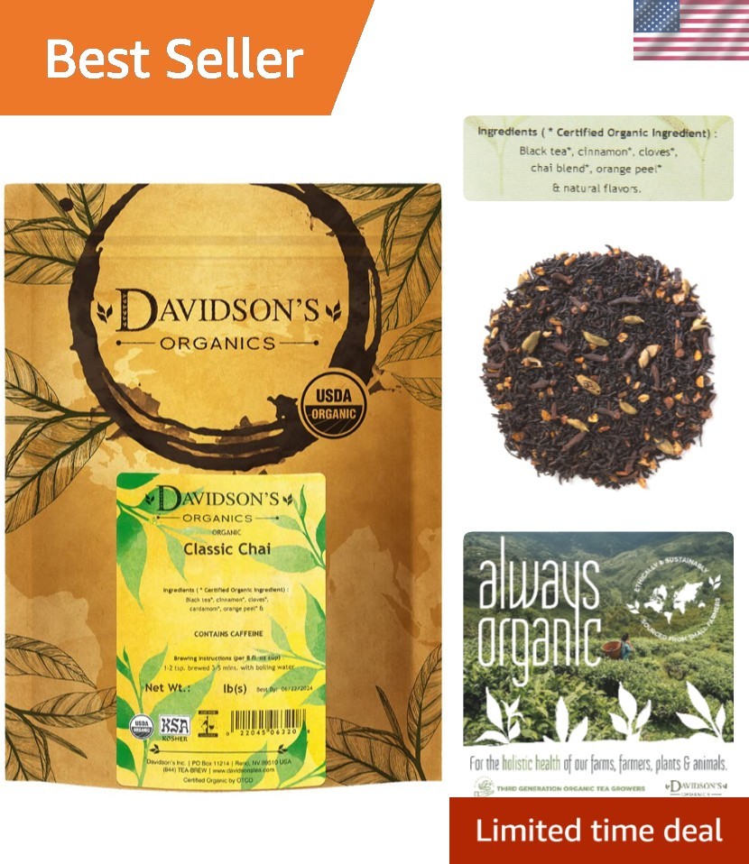 Organic Classic Chai Tea 16-Ounce Bag – Rich Spices & Assam Black