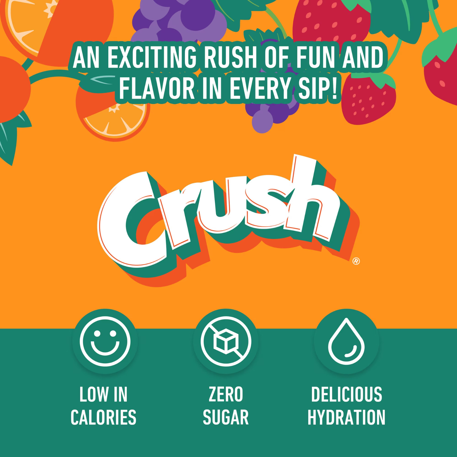 (6 pack) Crush Orange Powder Drink Mix, Sugar-Free, 1 Box, 6 Sachet per Box