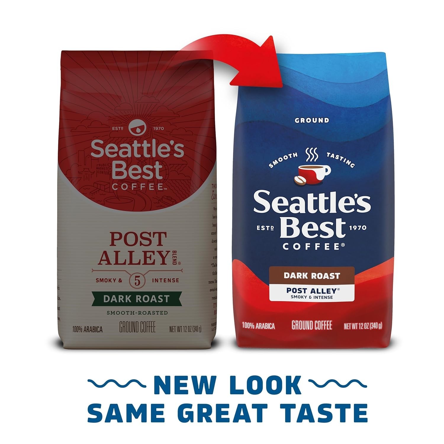 6 Pack Seattle’s Post Alley Blend Dark Roast Best Ground 12 Ounce Coffee