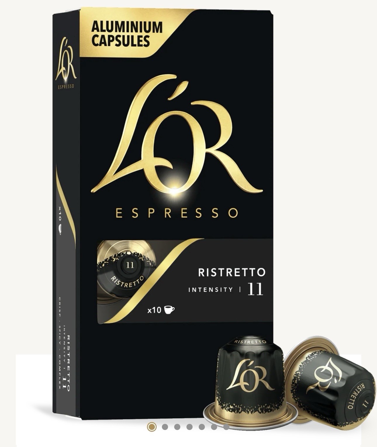 L’OR Espresso RISTRETTO, 50 Aluminum Capsules, Intensity 11, Best By 9/17/2026