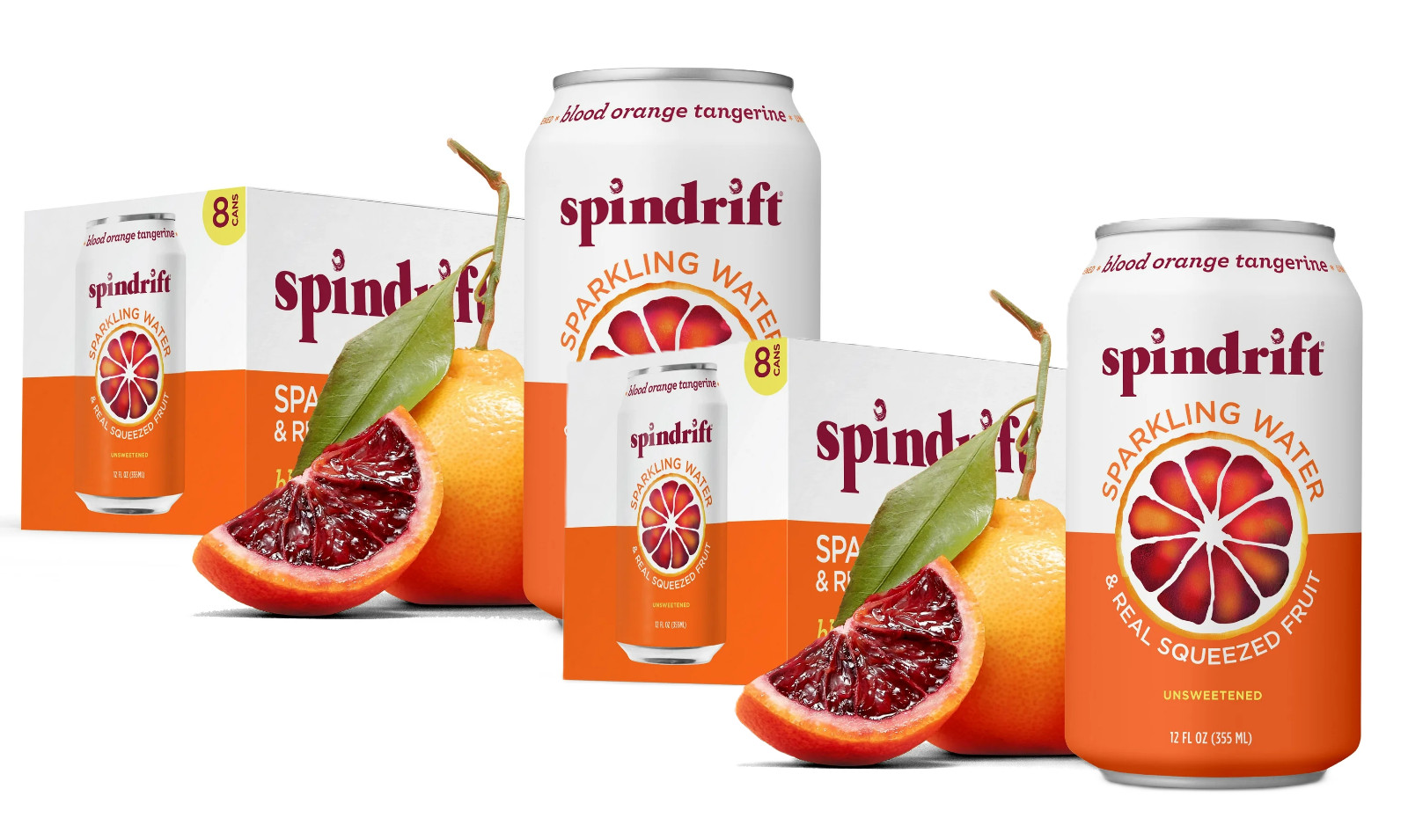 Spindrift Sparkling Water Blood Orange Tangerine Flavored 12 oz (16 Count)