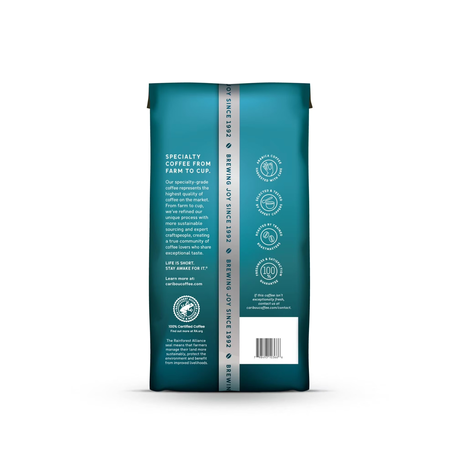 Caribou Coffee Decaf Caribou Blend Medium Roast Ground Coffee, Arabica 12 oz New