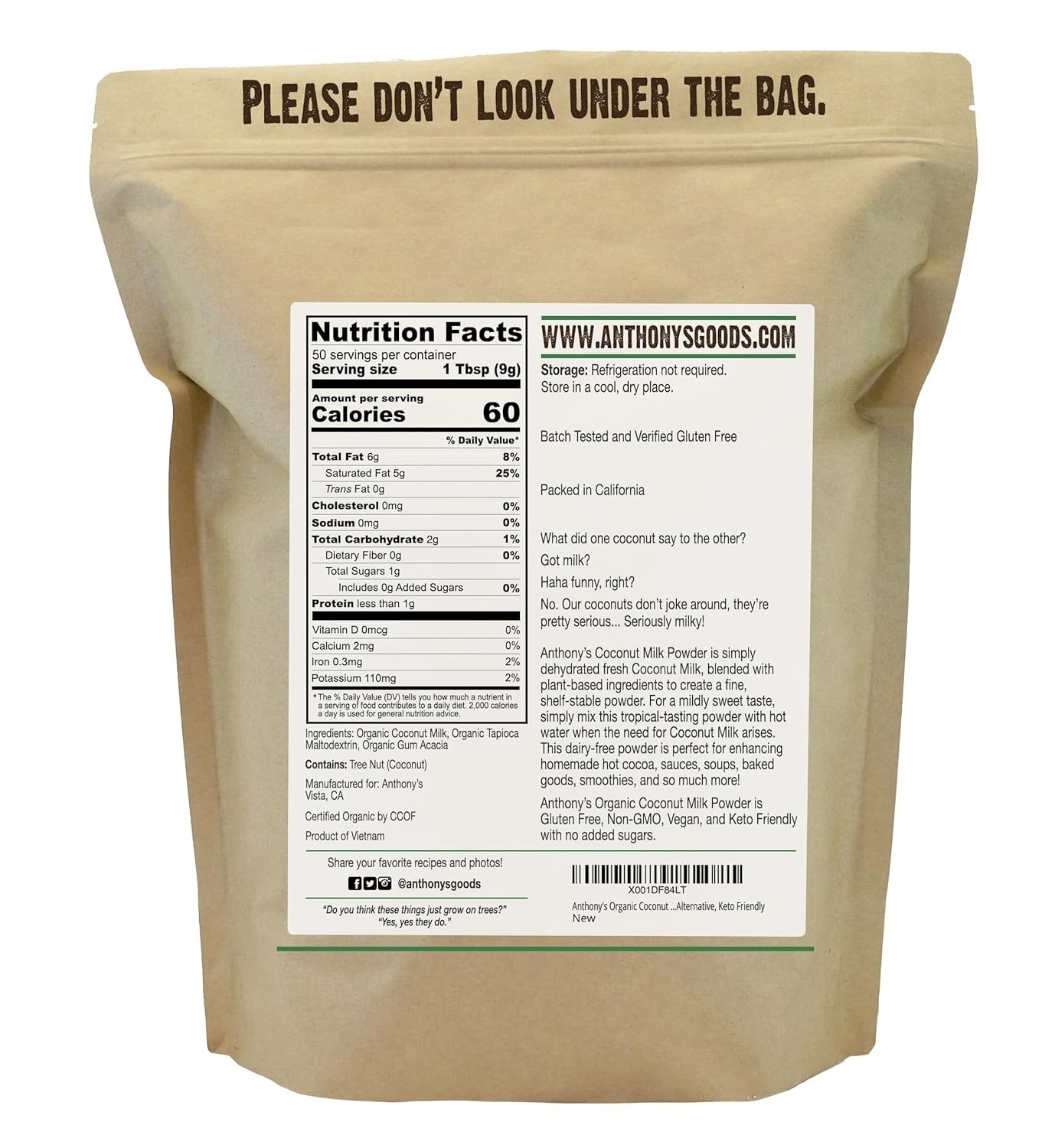 Organic Coconut Milk Powder, 1 lb, Gluten Free, & Dairy Free, Creamer Altern…