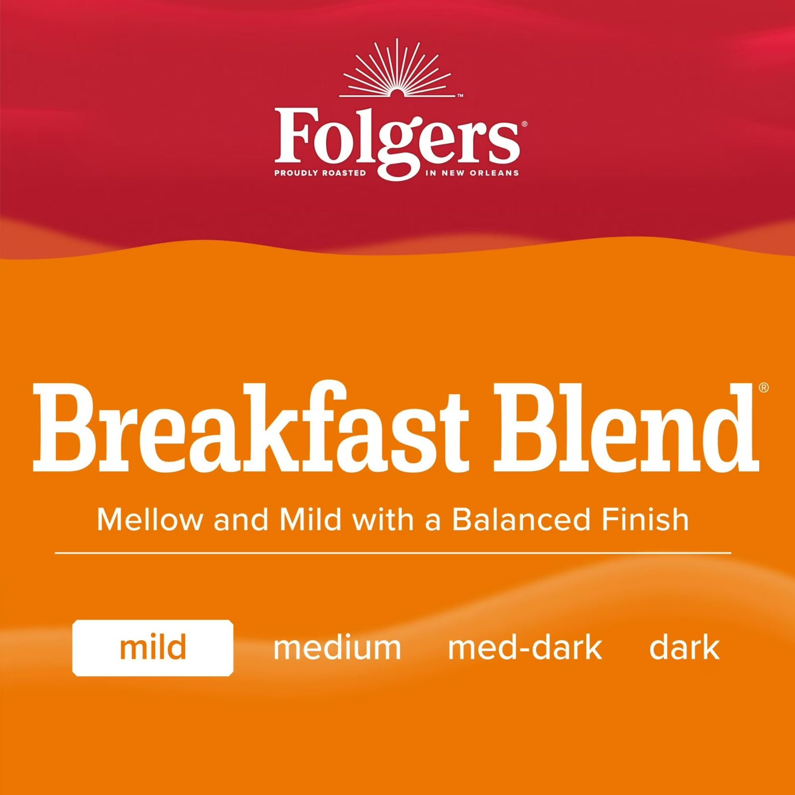 NEW 2 pack Folgers Breakfast Blend Ground Coffee, Smooth & Mild Coffee, 33.7 oz