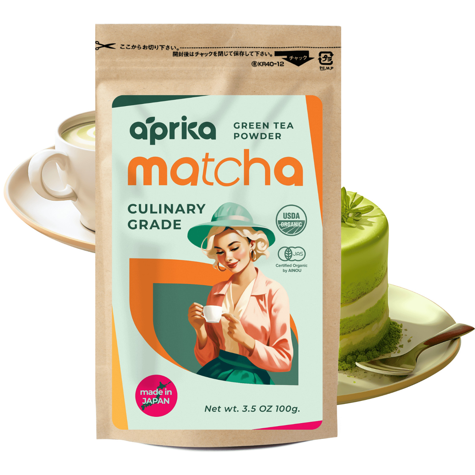 Organic matcha, no sugar – Japanese matcha, 100g, USA Seller, Premium Quality