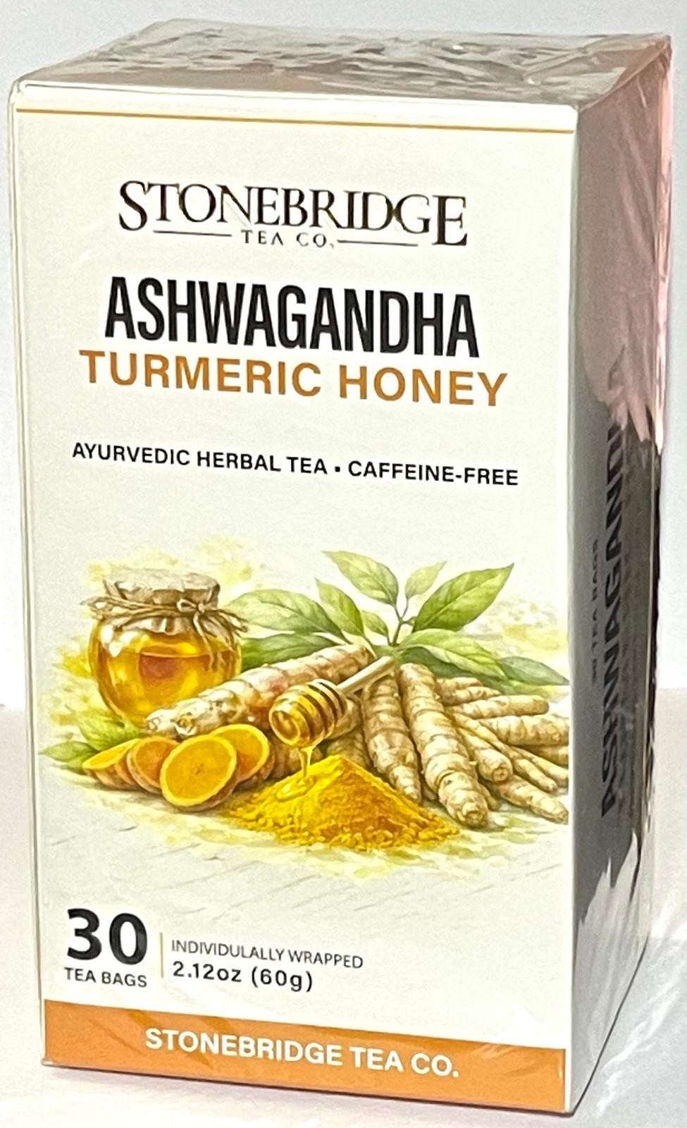Ashwagandha Turmeric Honey Ayurvedic Herbal Tea * 30 bags* Caffeine -free