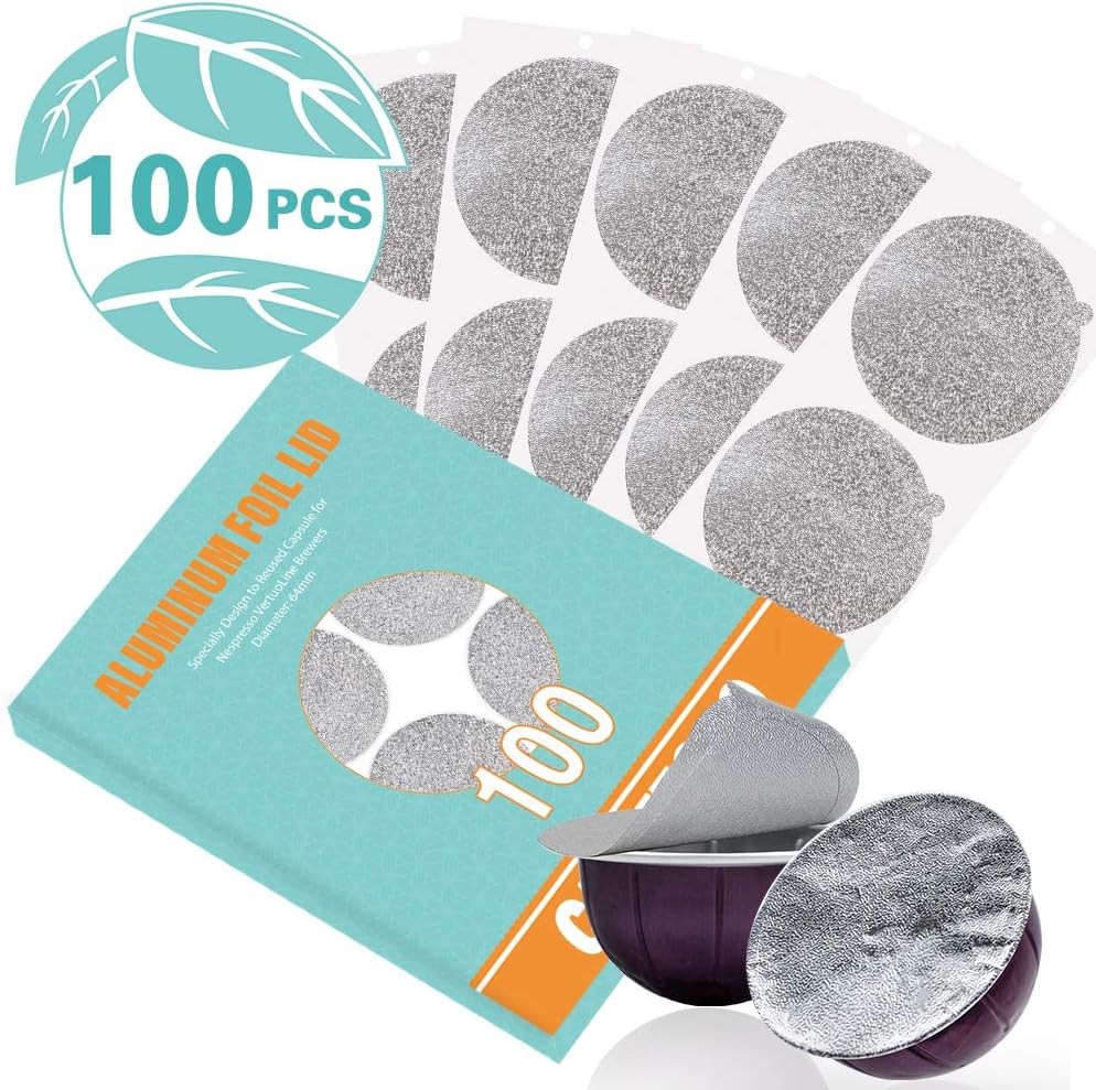 CAPMESSO Aluminum Foils Lids to Reuse Vertuoline Capsules 64mm for VertuoLine