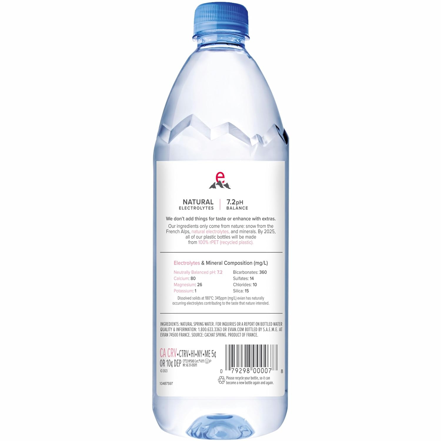 Evian Natural Spring Water 1 L Bottle 12 Pack