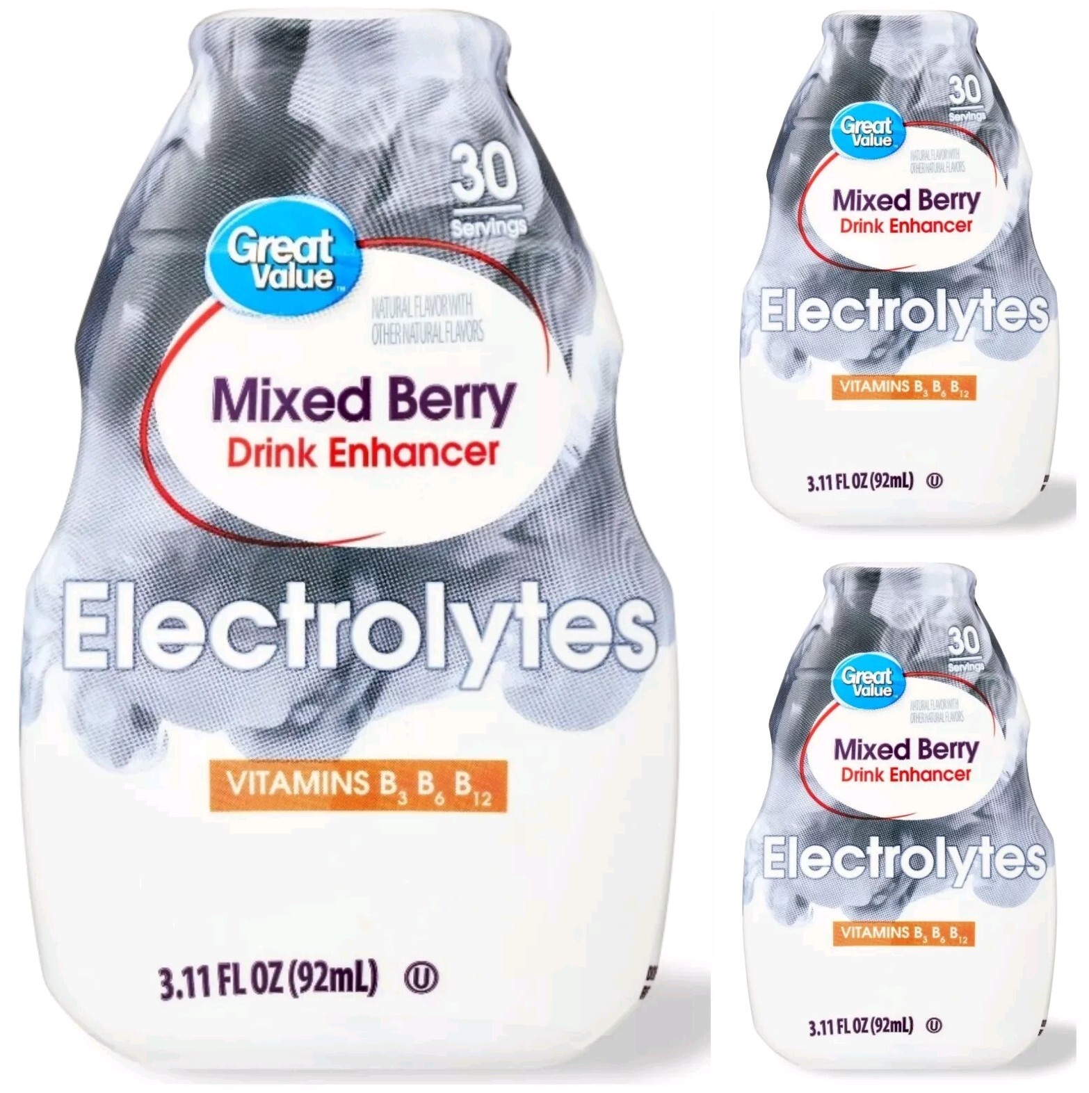 3 Pack Great Value Mixed Berry Energy Drink Enhancer 90 Servings