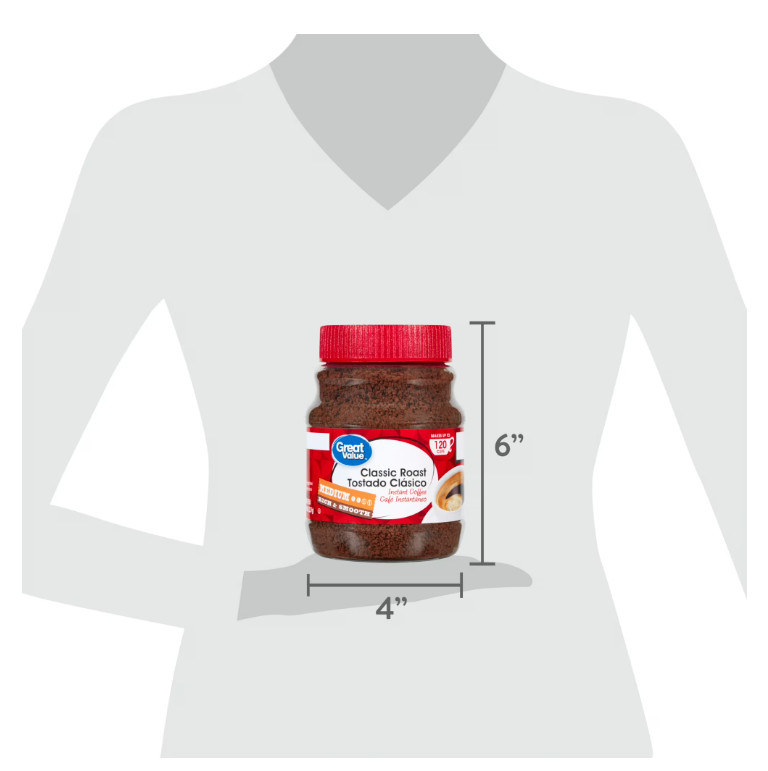 Great Value Classic Medium Roast Instant Coffee, 8 oz Free Shipping