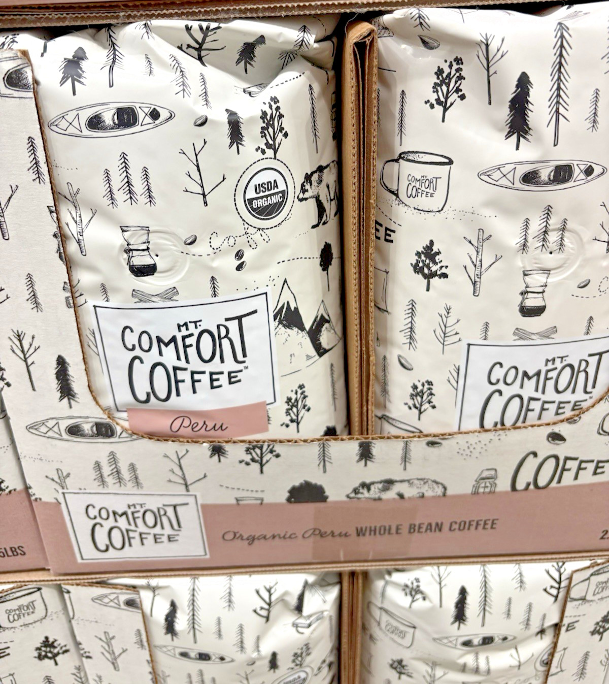 2 Pack Mt. Comfort Organic Peru Medium Roast Whole Bean Coffee 2.5lb Bags Fresh