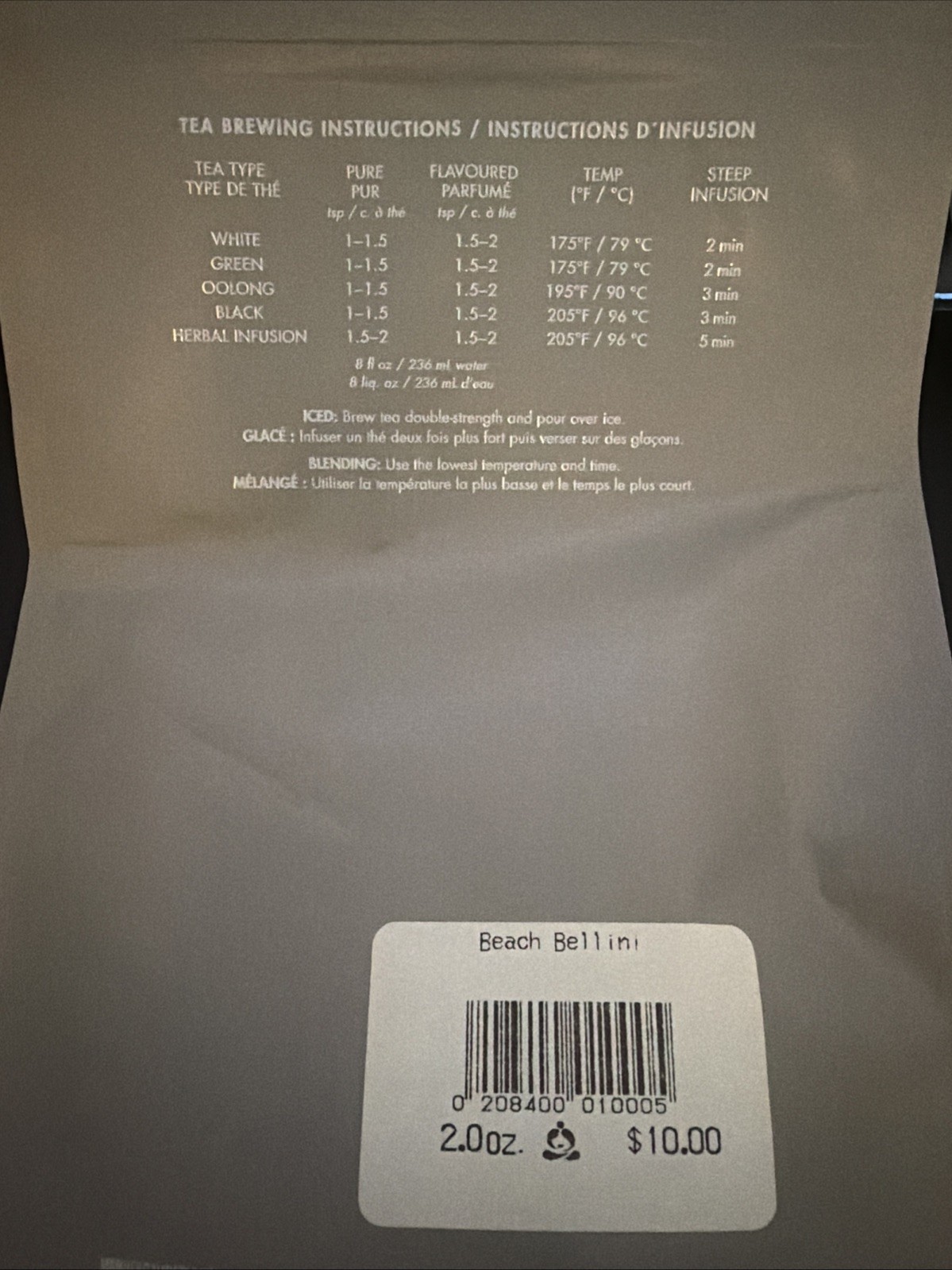 Beach Bellini Teavana Tea 2 OZ UNOPENED BAG Loose Leaf Herbal