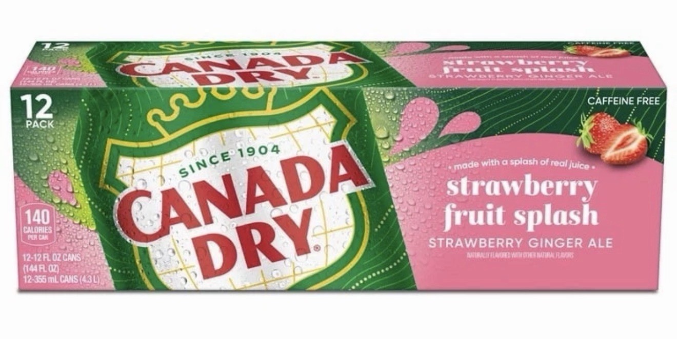 Canada Dry Fruit Splash Strawberry Ginger Ale, 12 fl oz, 12 Pack