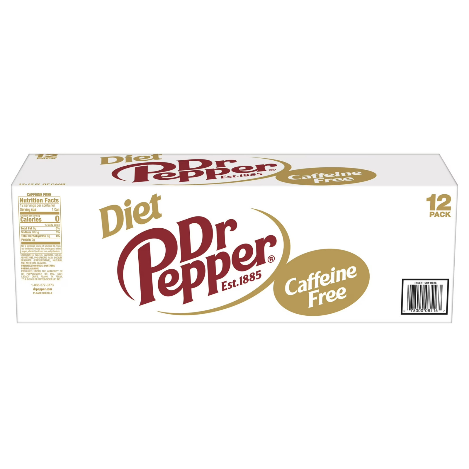 Diet Dr Pepper Caffeine Free Soda Cans 12 fl oz (12 Pack) – Pack of 2 | 24 Total