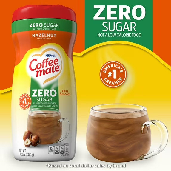 Nestle Coffee mate Sugar Free Hazelnut Powder Coffee Creamer, 10.2 oz, 3 Pack