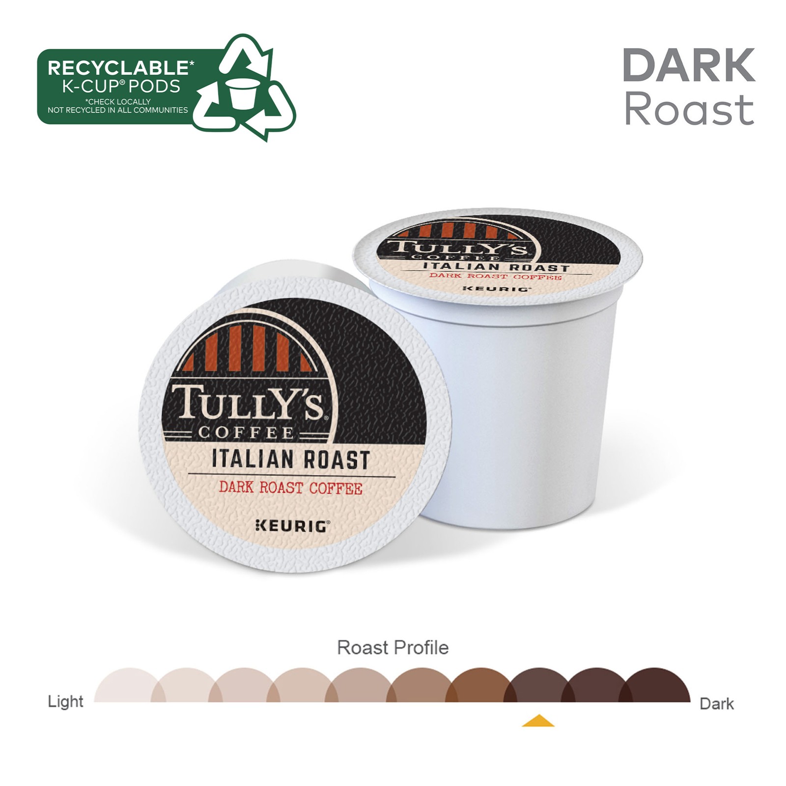 Tully’s Coffee Italian Roast, Keurig K-Cup Pod, Dark Roast, 72 Count