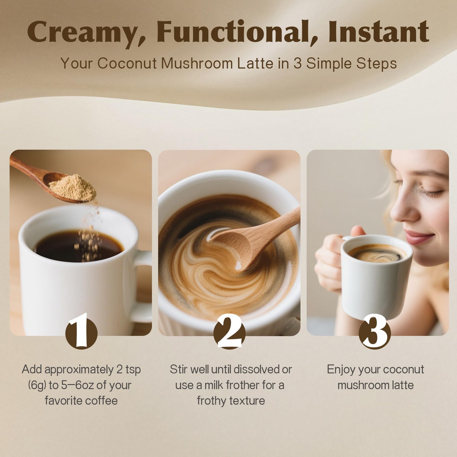 Mushroom Coconut Creamer 6.35 Oz, MCT Powder & Probiotics – Plant-Based Keto