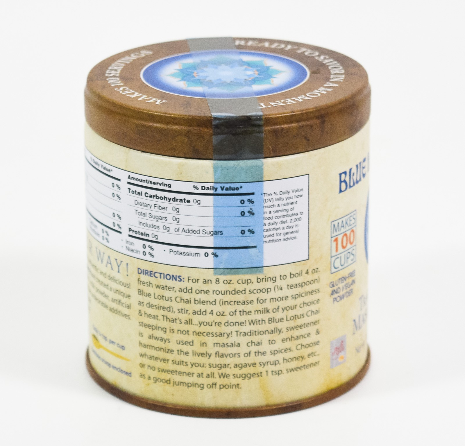2 Blue Lotus Chai TRADITIONAL Masala Chai powder 3oz tin Makes 100 cups 02/2027