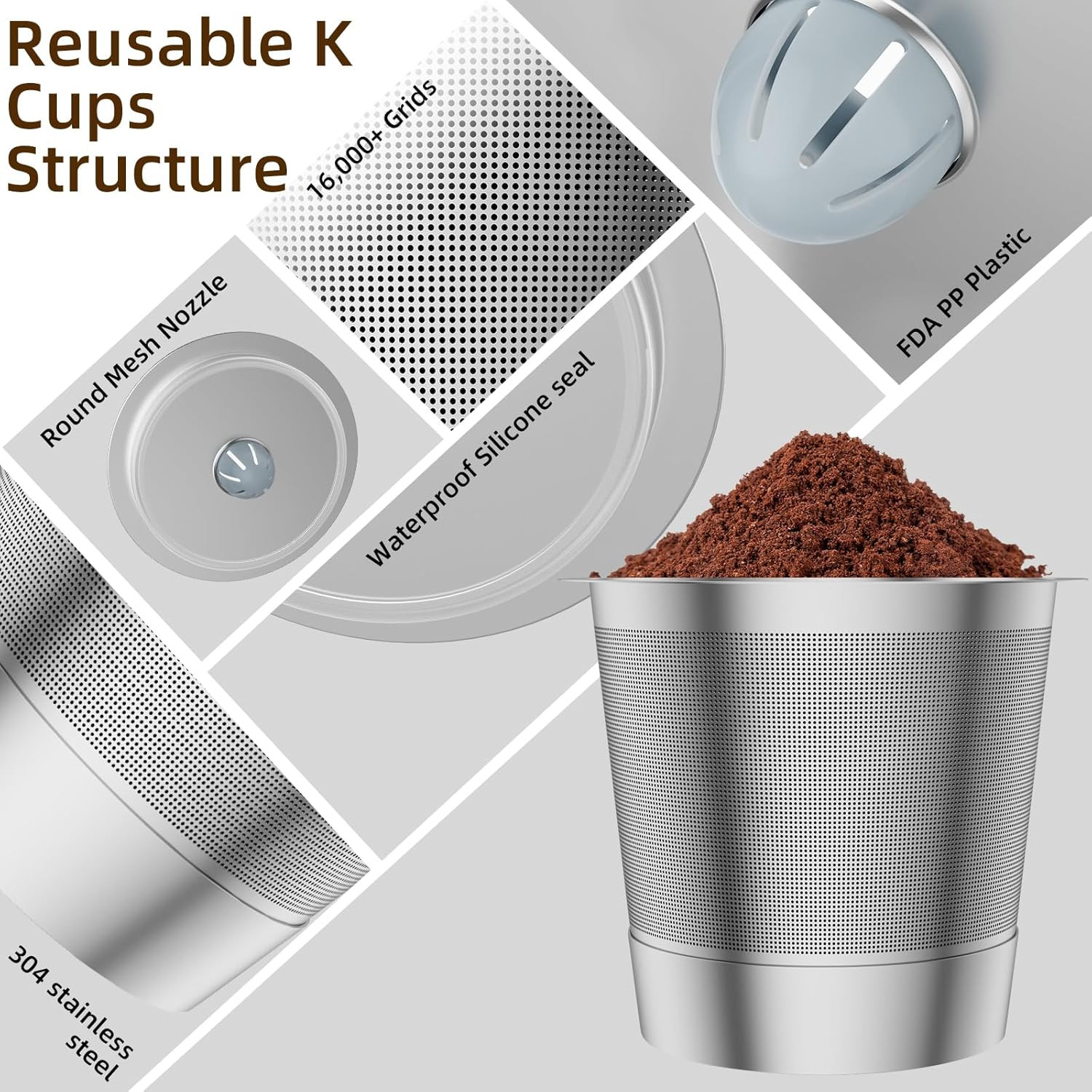 2 Pack Reusable K Cup Coffee Pods, Universal Stainless Steel Refillable K Cup Co
