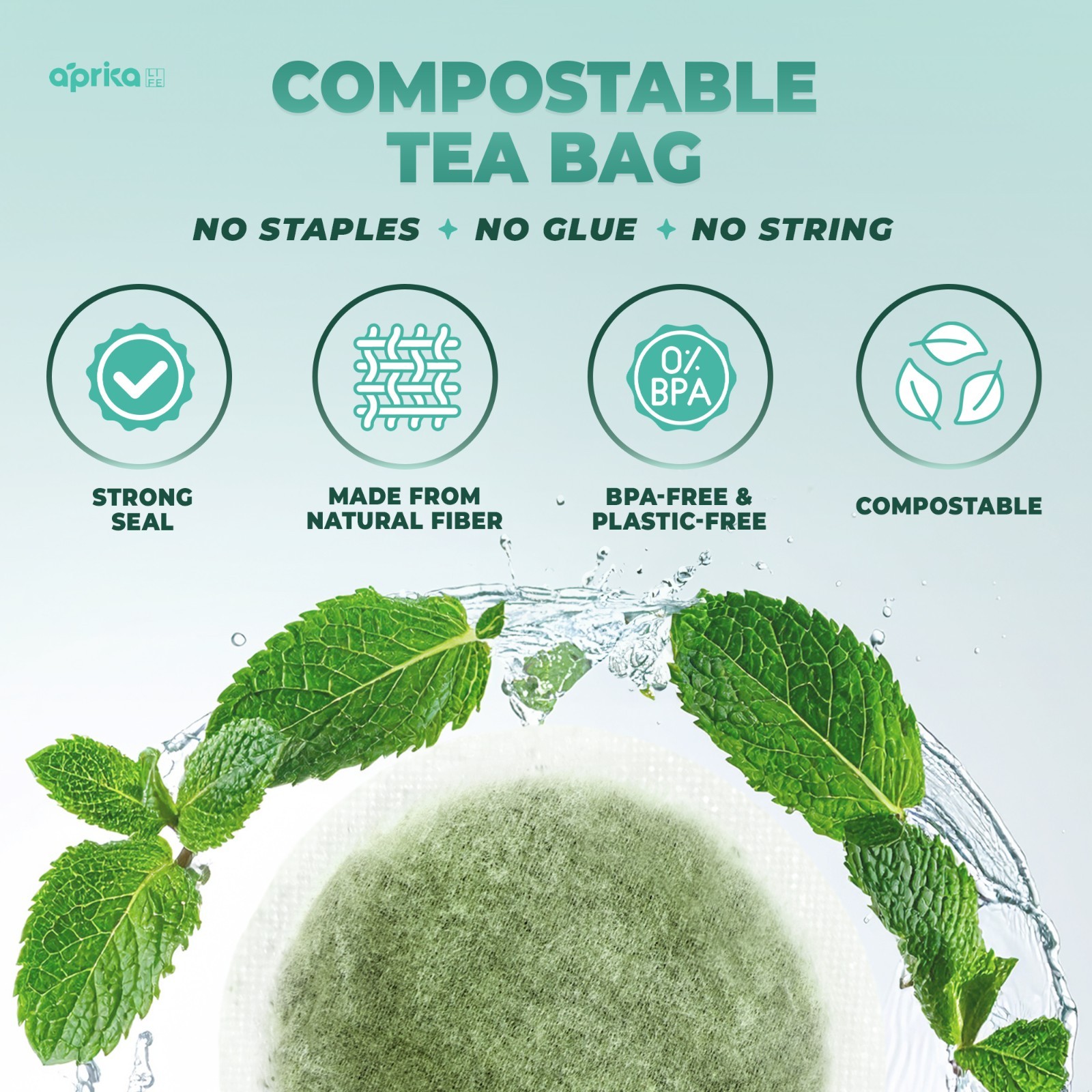 Pure Peppermint Tea – no stems, 100% Natural Herbal Tea, 60 bags, USA seller
