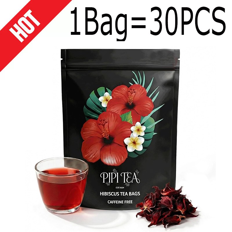 4X PiPi Tea Organic Hibiscus Tea Bags – Caffeine Free Herbal Tea Rich in Antioxi