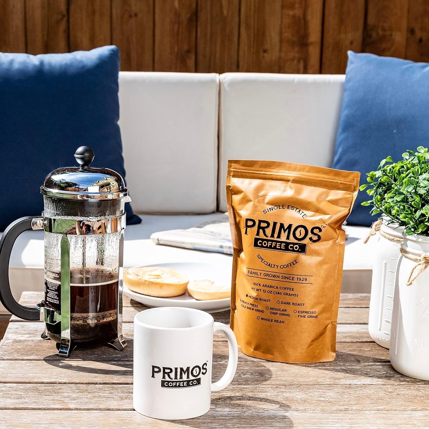 “French Press Specialty Coffee, Coarse Ground, Primos Coffee Co (Medium Roast,..