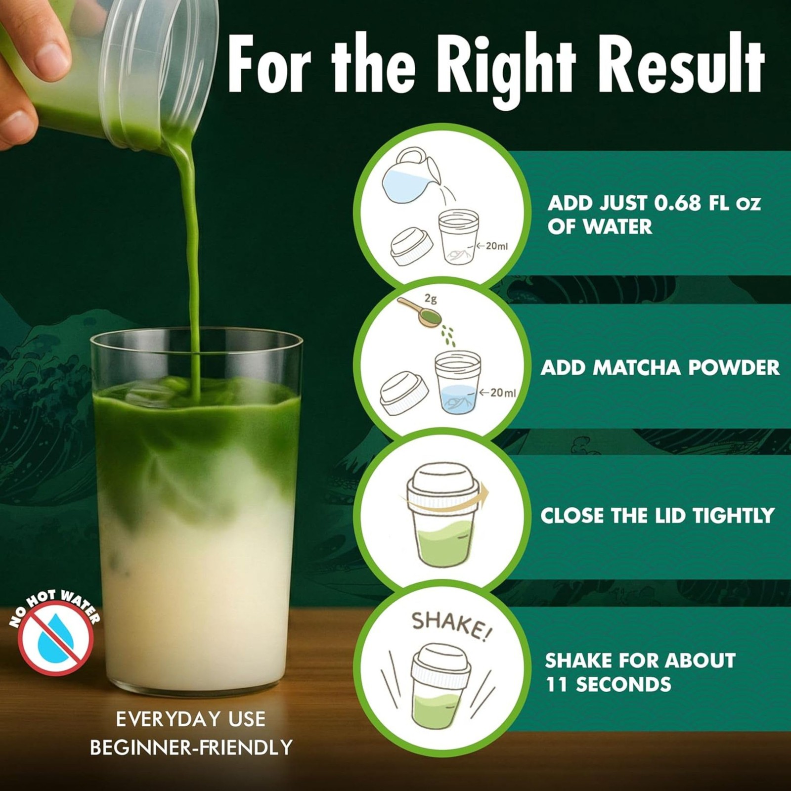 Premium Matcha Mini Shaker Cup To Go (0.68 fl oz) – Modern & Compact Green Te…