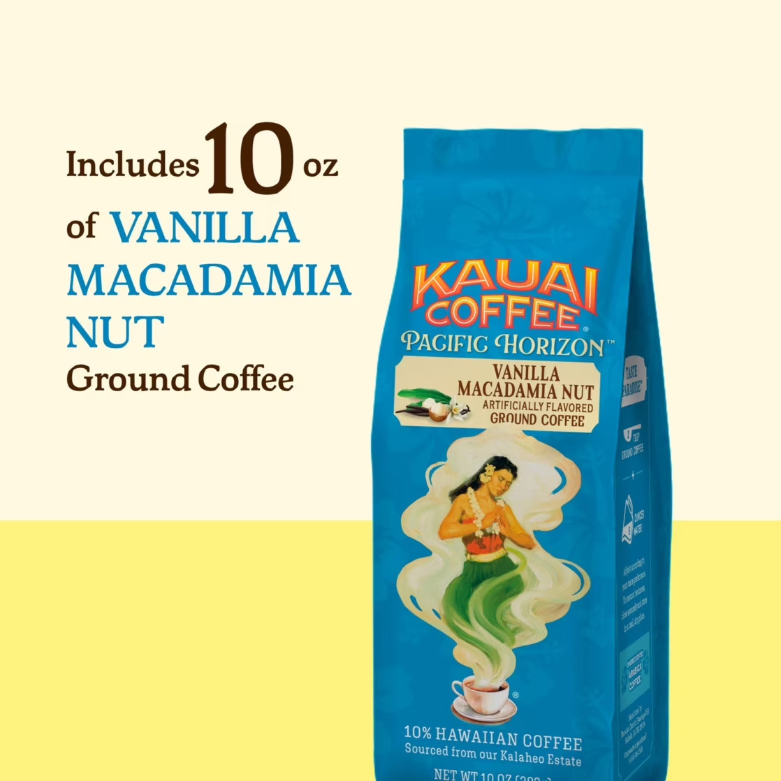 Kauai Coffee Coconut Caramel Crunch Medium Roast Arabica Ground Coffee bag 10 oz