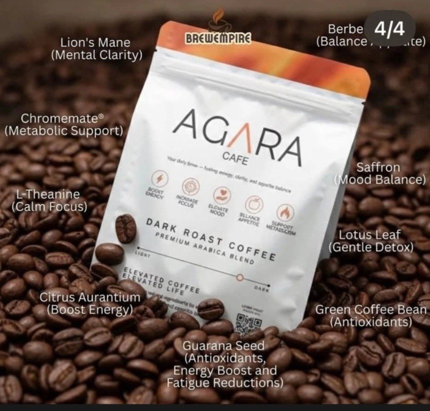 AGARA CAFE Dark Roast Premium Arabica Blend Ground Coffee 90g