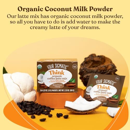 Keto Instant Coffee Latte with Organic Mushrooms Sugar Free Vegan 10 Pack