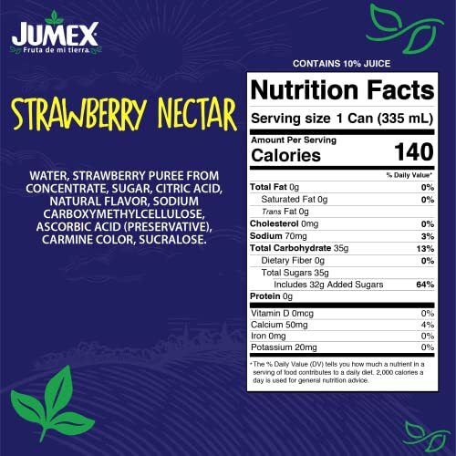 Jumex Strawberry Juice Nectar 24 Pack 11.3 Fl Oz Refreshing Tropical Flavor