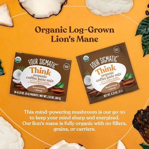 Keto Instant Coffee Latte with Organic Mushrooms Sugar Free Vegan 10 Pack