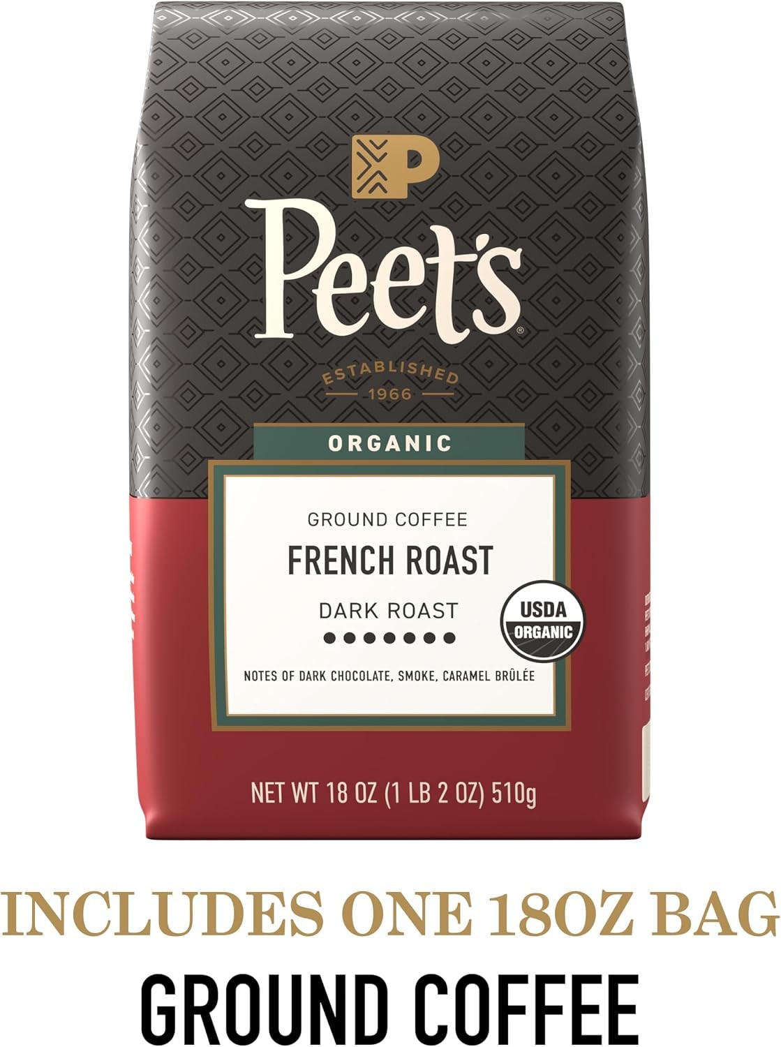 USDA Organic Dark Roast Ground Coffee, 100% Arabica Coffee – French Roast 18
