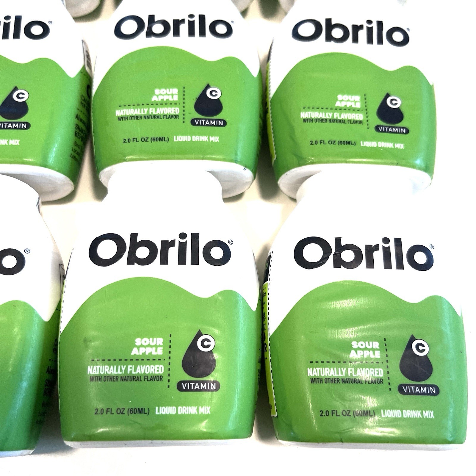 Lot Of 12 Obrilo Sour Apple Water Enhancer Liquid Flavoring Drops – ZERO Dyes