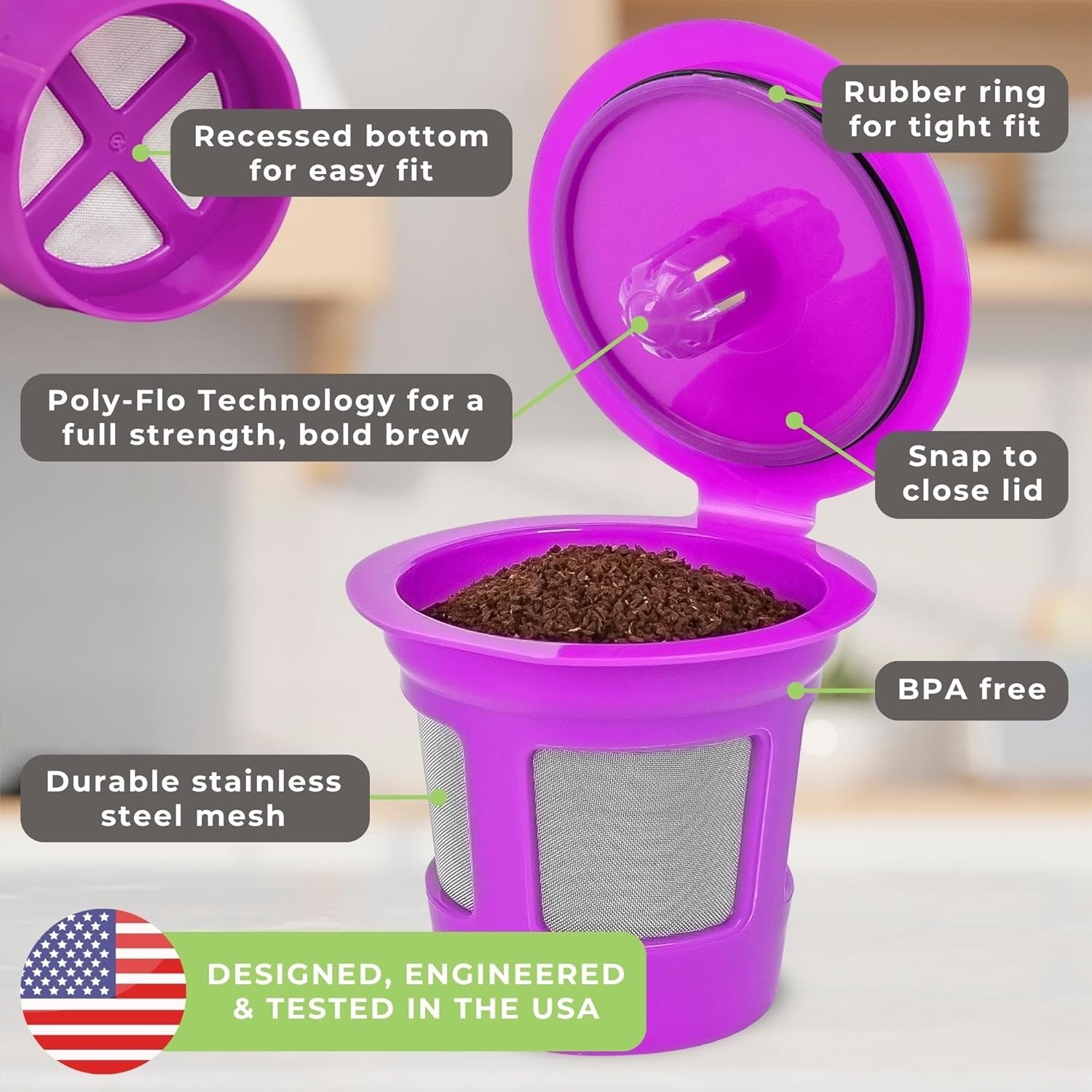 1-Stream Cafe save Reusable K Cup Pod Coffee Filters – Refillable Coffee Pod Cap