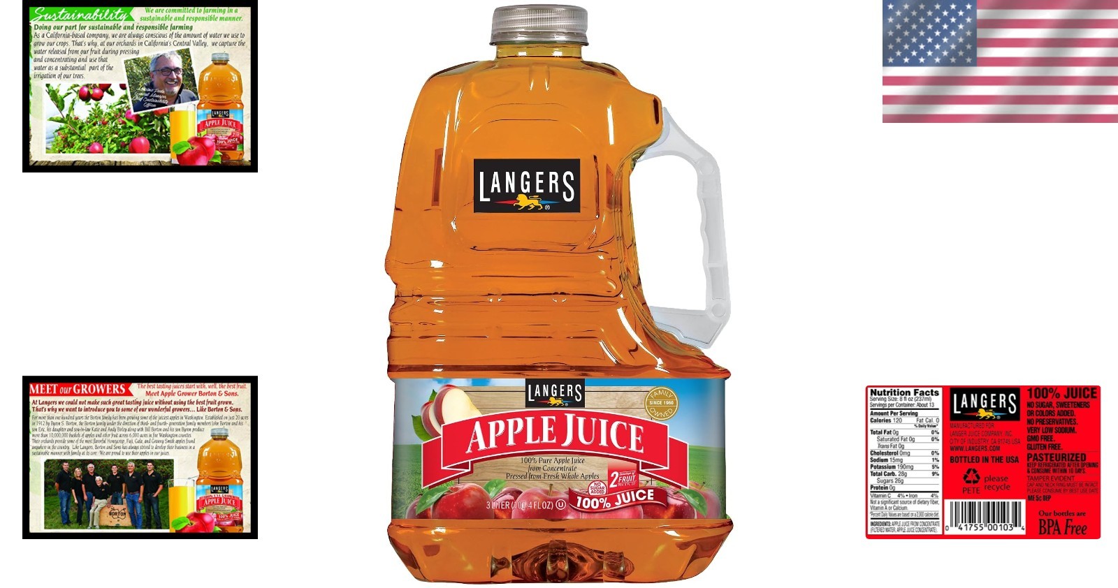 Langers Apple Juice Bundle, 4-Pack, 101.4 Fl Oz