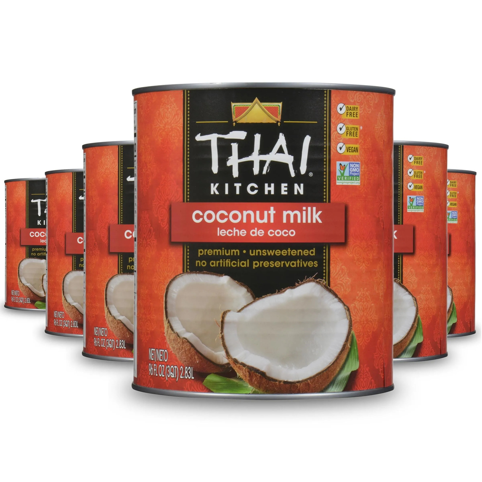 Thai Kitchen Coconut Milk 96oz 6-Pack Cans Unsweetened Dairy Free Gluten Free