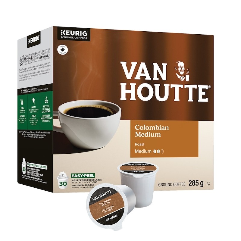 Van Houtte Colombian Medium, Medium Roast, K-Cup Coffee Pods, 30 Count