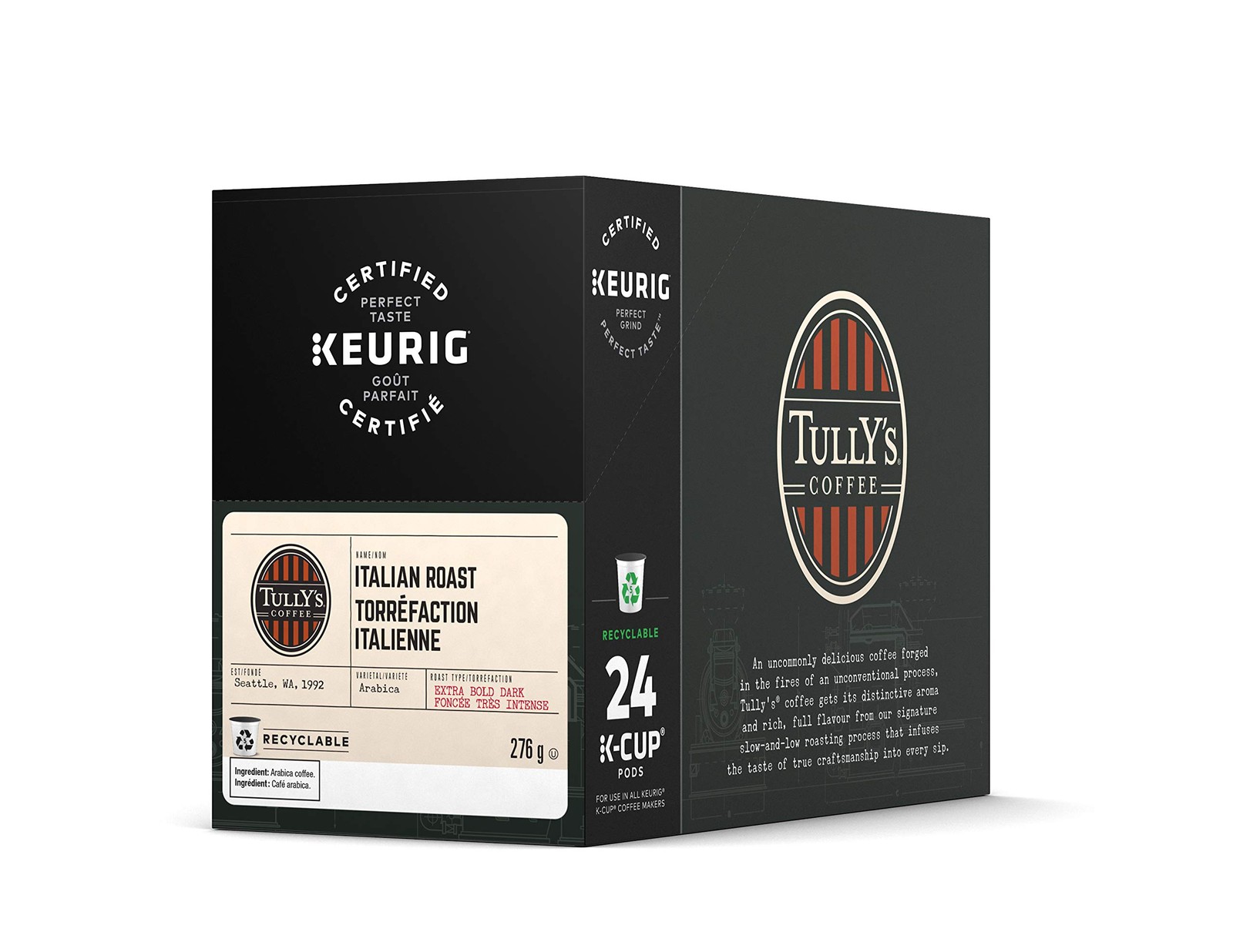 Tully’s Coffee Italian Dark Roast Keurig SingleServe KCup Pods, Dark Roast Co…